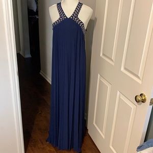 Michael Kors maxi pleated navy dress